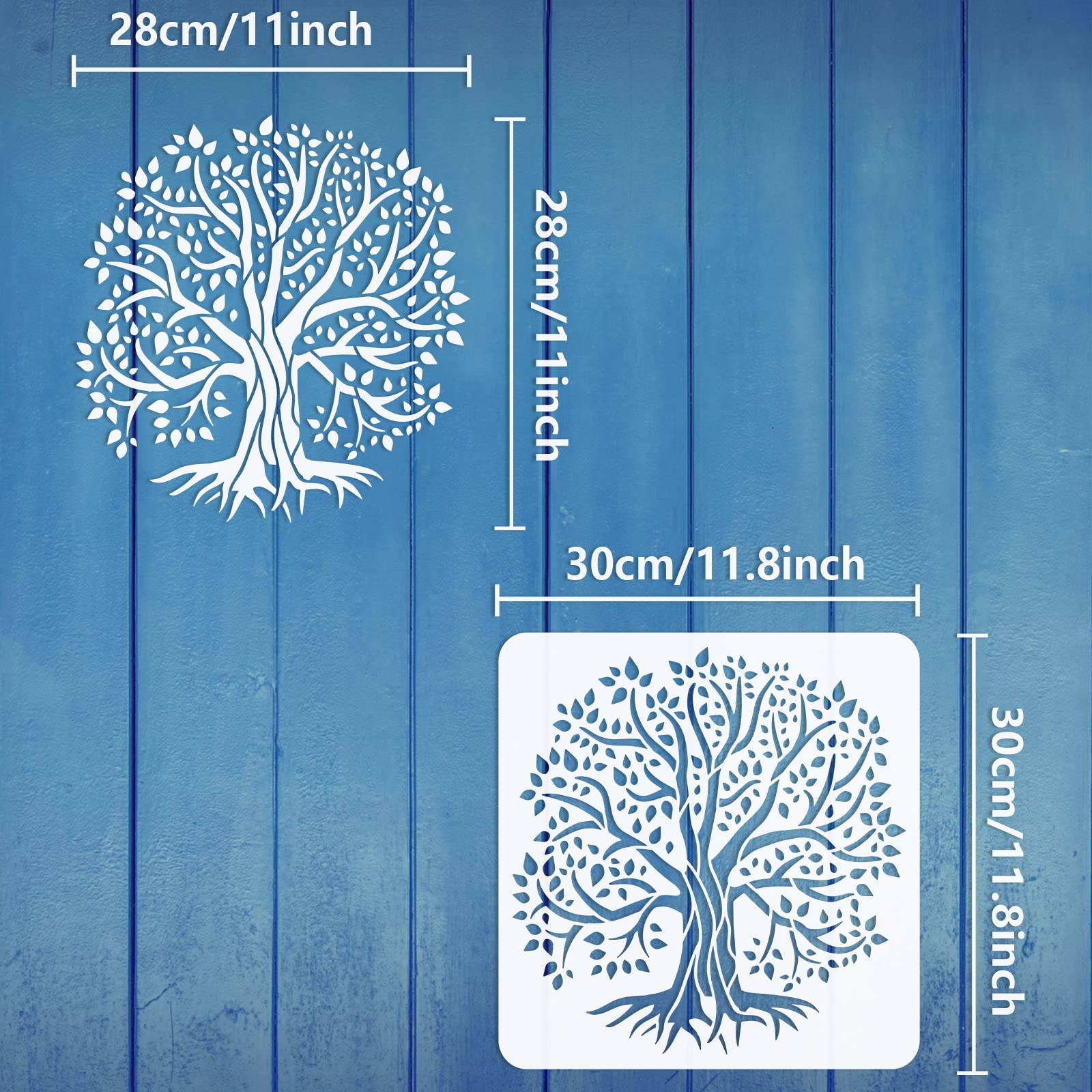 Set 16 Stencil Albero Della Vita, Lavabili E Riutilizzabili, 15x15 Cm, Per Pittura, Scrapbooking E Fai Da Te - 2