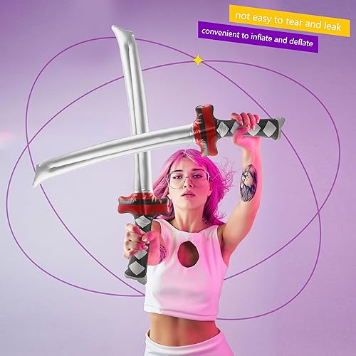 Miniatura 6 de Paquete de 16 espada ninja inflable, espada samurái, Katana inflable, disfraz de espada para niños, playa, piscina, ninja cosplay, recuerdos de