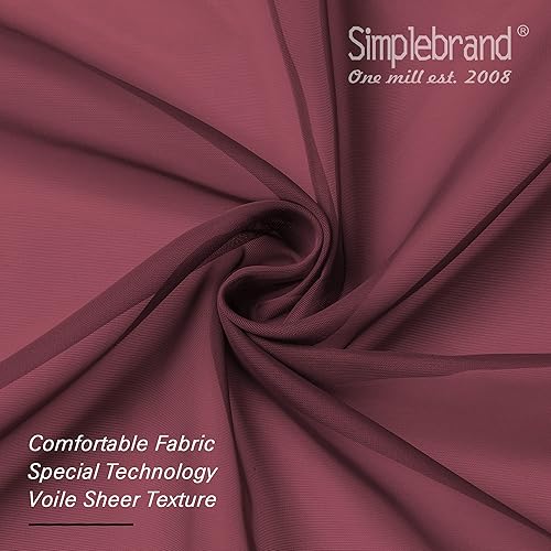 Miniatura 6 de Simplebrand 2 paneles de cortinas traslúcidas rojas de 72 pulgadas de largo para sala de estar, con bolsillos para cortinero, cortinas blancas