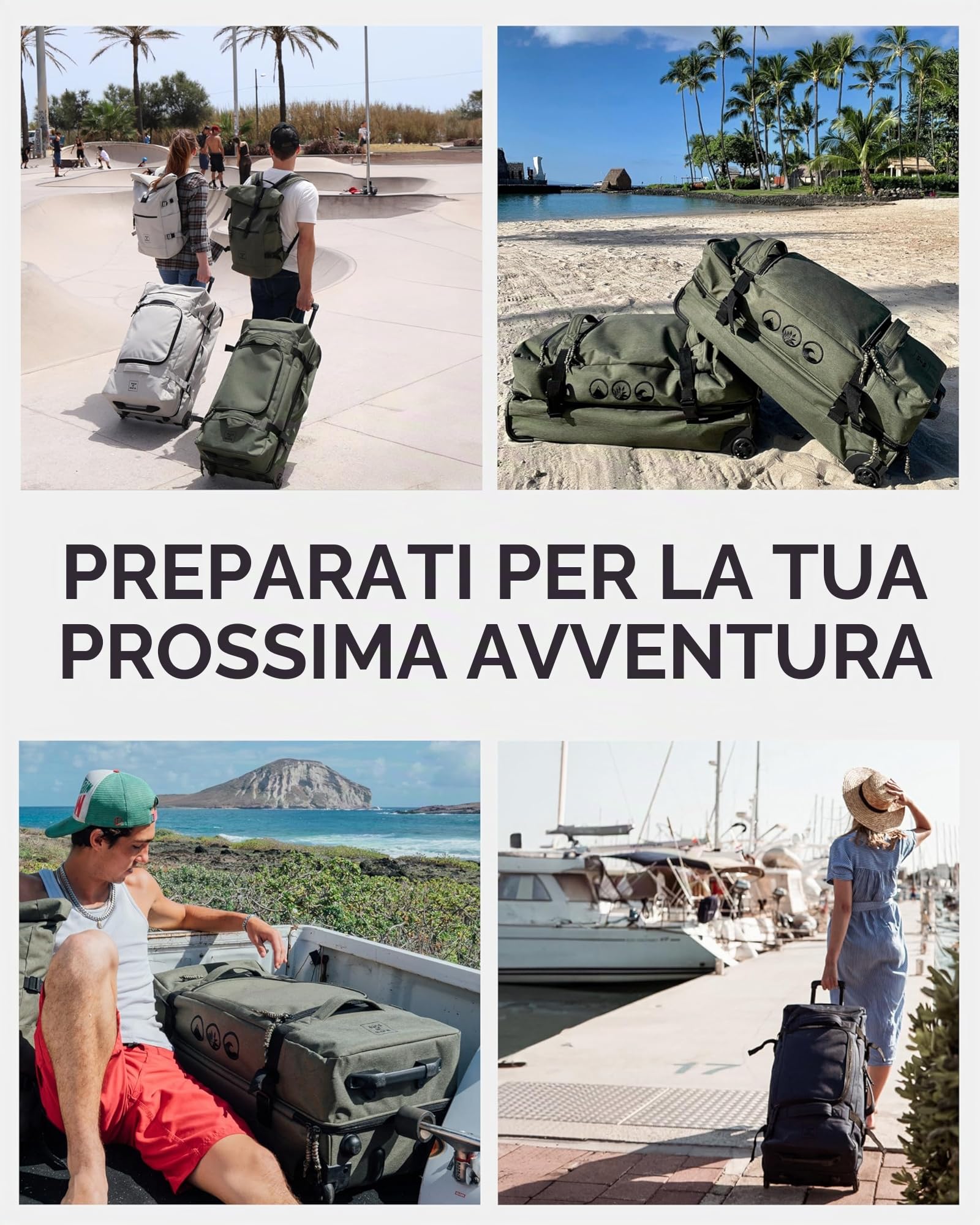 Grande borsa da viaggio con 2 ruote KANE rolling suitcase 80 cm valigia sportiva trolley da viaggio