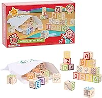 CoComelon Classic ABC 51-Piece Wooden Block Set - Educational Preschool Building Toys for Toddlers 18 Months+