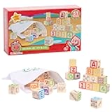 51-Piece Classic ABC Wooden Block Set, Preschool Building Toys, Learning and Education, Officially Licensed Kids Toys for Ages 18 Month, Amazon Exclusive