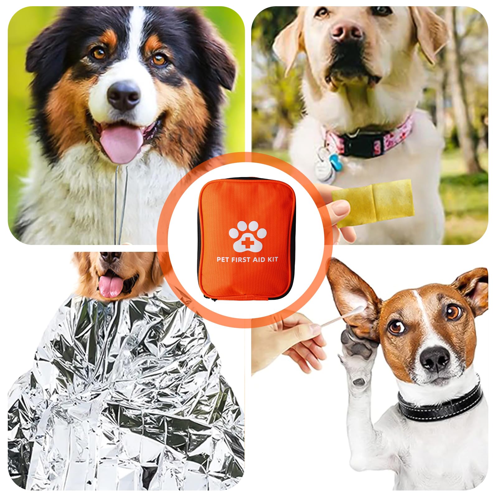 Juego de primeros auxilios para perros y gatos, 118 piezas, farmacia de viaje, farmacia de viaje, mascotas, farmacia para perros, kit de primeros auxilios para emergencias en viajes al aire