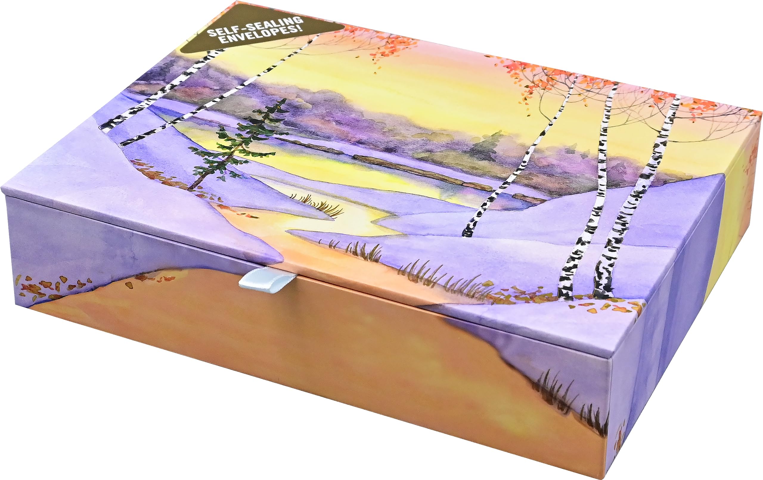 Winter Sunrise Deluxe Boxed Holiday Cards (20 cards, 21 self-sealing envelopes), White, Gold, 7 x 5 inch - Image 4