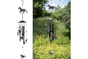 VP Home 33" H Wild Horses Wind Chimes for Outside, Unique Horses Decor Outdoor Decoration
