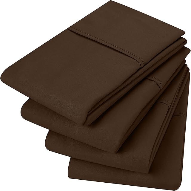 Utopia Bedding 4 Pack Pillowcases - Soft Brushed Microfiber Pillow cases (50 X 75 cm, Brown, Standard Size Pack of 4)
