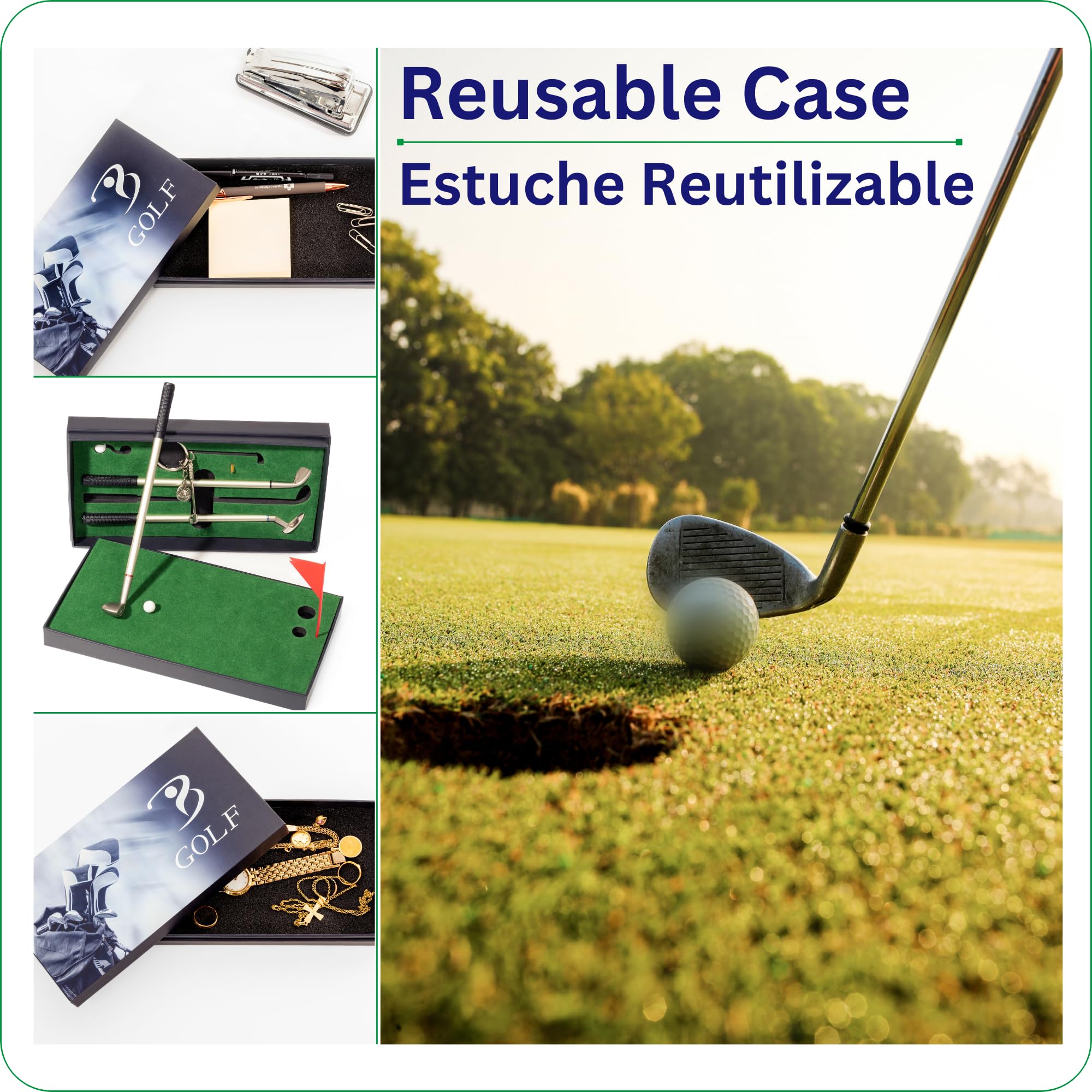 Mini Juego de Golf de Escritorio con Bolígrafos de Golf y Llavero Golf. Un Mini Golf Set Como Regalo para Golfistas y Aficionados de Golf. Golf Accesorios y Regalo Golf Hombre. Regalos Golf Navidad.