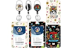 Retractable Beaded Teacher ID Badge Holder with Clips