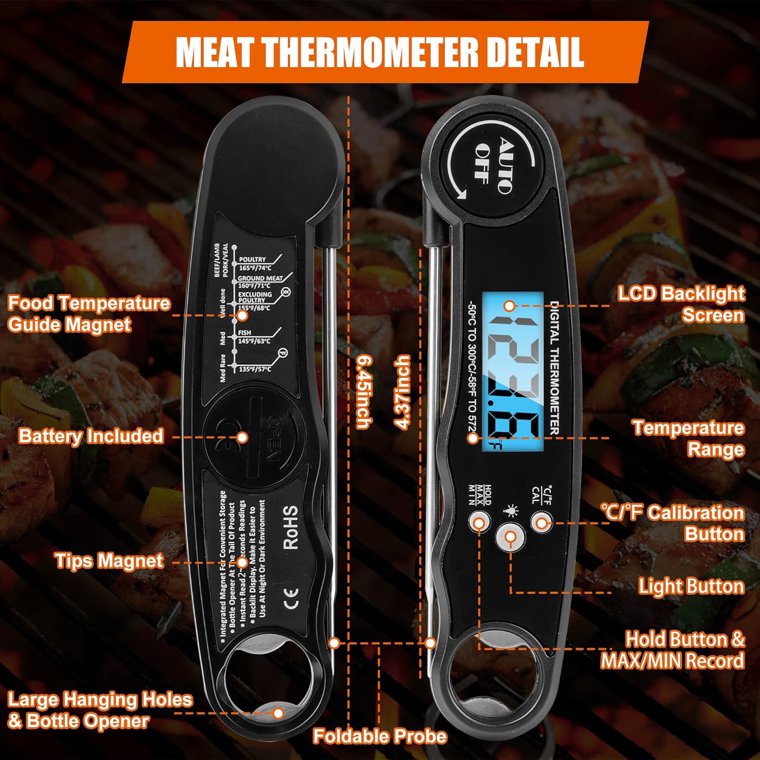 Review Supercenter Meat Thermometer, Instant Read Meat Thermometer