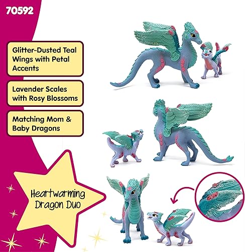 Miniatura 3 de Schleich Bayala - Set de juguete de 2 piezas de dragón de flores y bebé - Lindas figuras de dragón para niñas y niños - Figuras de animales de hadas