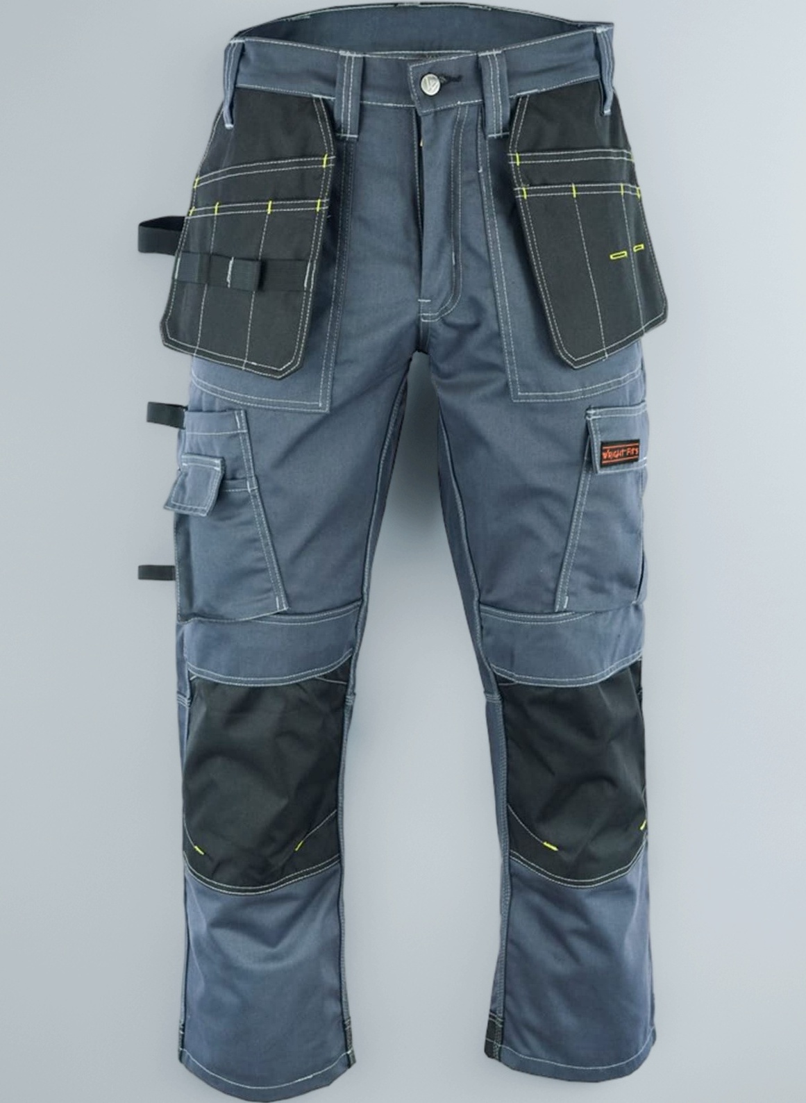 Men Pro Builder Work Trousers Black & Grey - Heavy Duty Safety Combat Cargo Pants - Multi Pockets - Knee Pad Pockets - Triple Stitched - Durable Workwear (28W to 48W)
