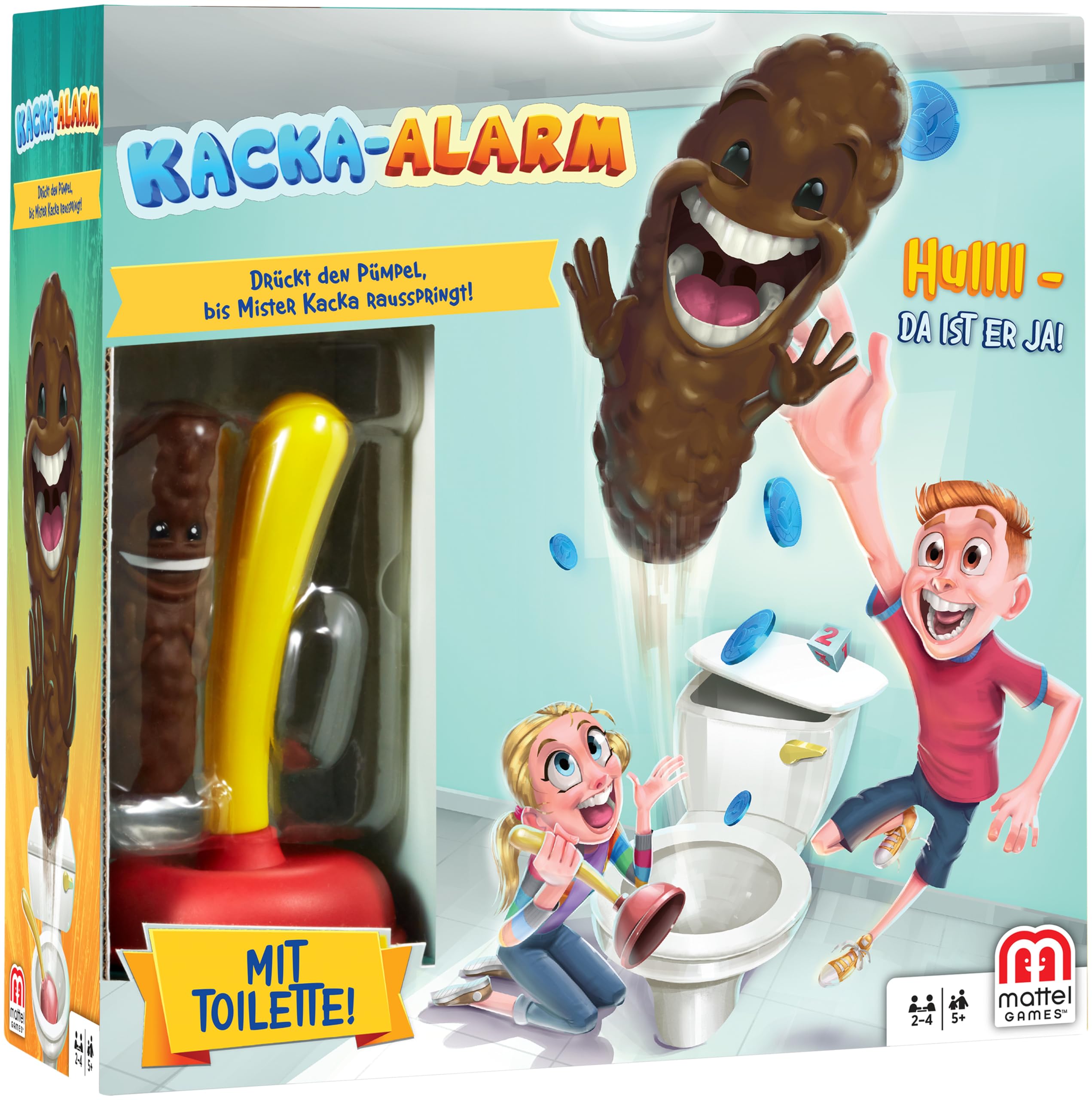 Mattel Games FWW30 - Kacka Alarm lustiges Kinderspiel geeignet für 2-4 Spieler, Spieldauer ca. 15 Minuten, Kinderspiele ab 5 Jahren