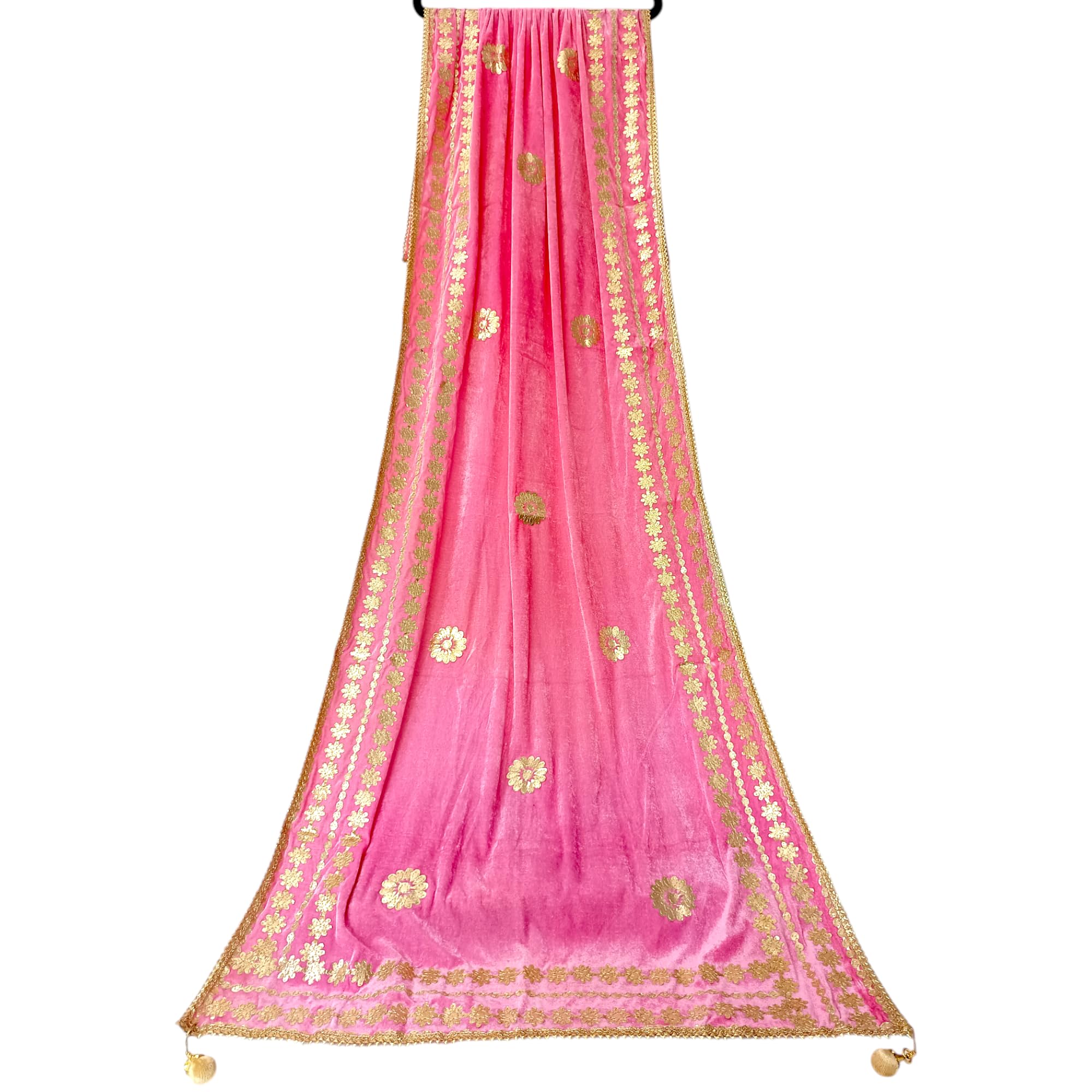 aripan Velvet Trending Fancy Soft Gotapatti Heavy Horder Holden Embroidery With Four Side Lace with Latkan Dupatta for Women and Girls size Length 2.25m width -75cm Pack of 1pcs-picture-28