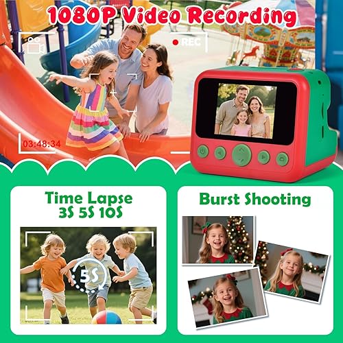 Miniatura 3 de Cámara de impresión instantánea para niños, cámara digital HD de 30 MP 1080P para niños y niñas con bolígrafos de color y tarjeta de 32 GB, regalos