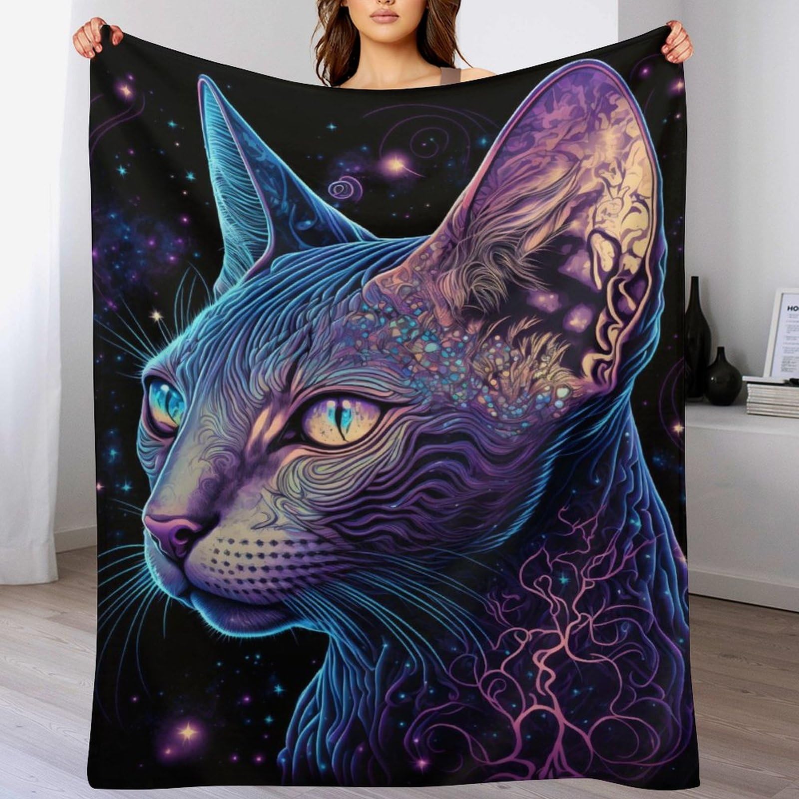 Manta de franela de gato para niños y adultos 100x130 cm