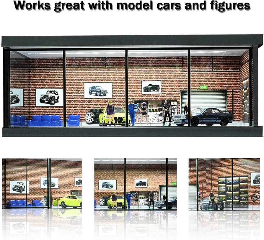 Amazon.co.jp: NUEIOVRW 1/64 ジオラマ カーガレージモデル LED照明