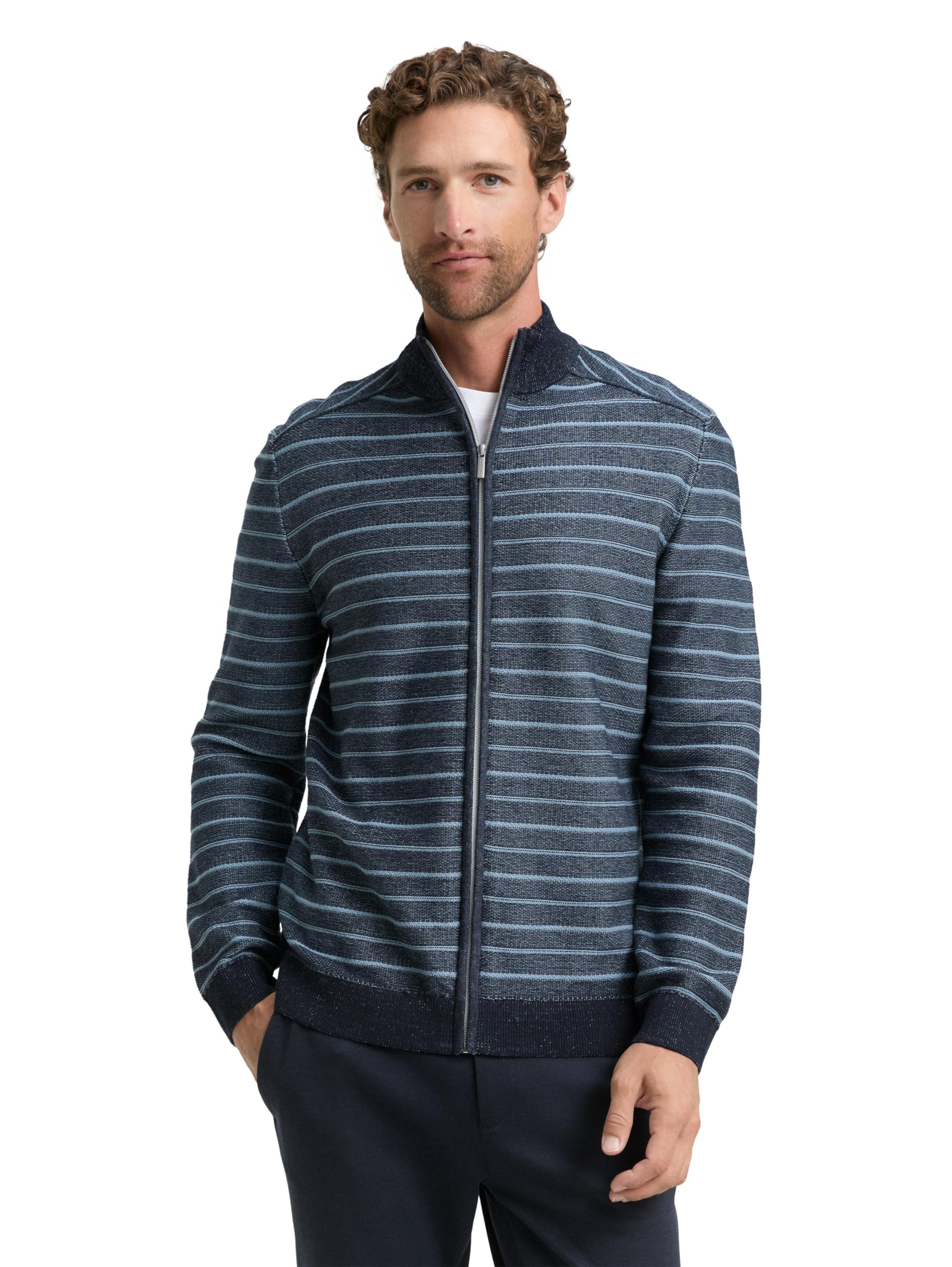 Tom Tailor Herren 1048711 Strickjacke mit Reißverschluss