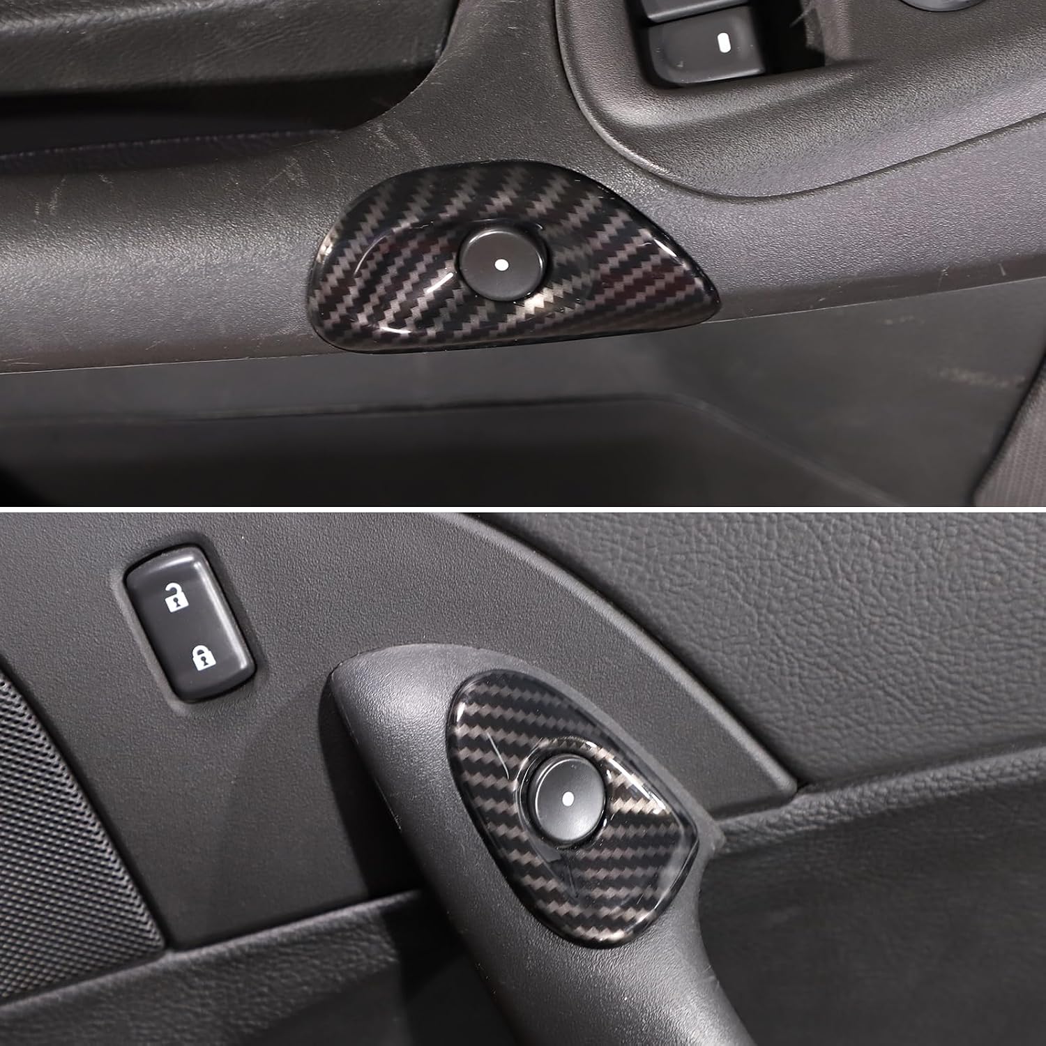 Car Door Switch Cover Trim Compatible with Chevy Corvette C6 2005-2013, Interior Door Release Bezel Switch Button Trim Accessories (Carbon Fiber Pattern)