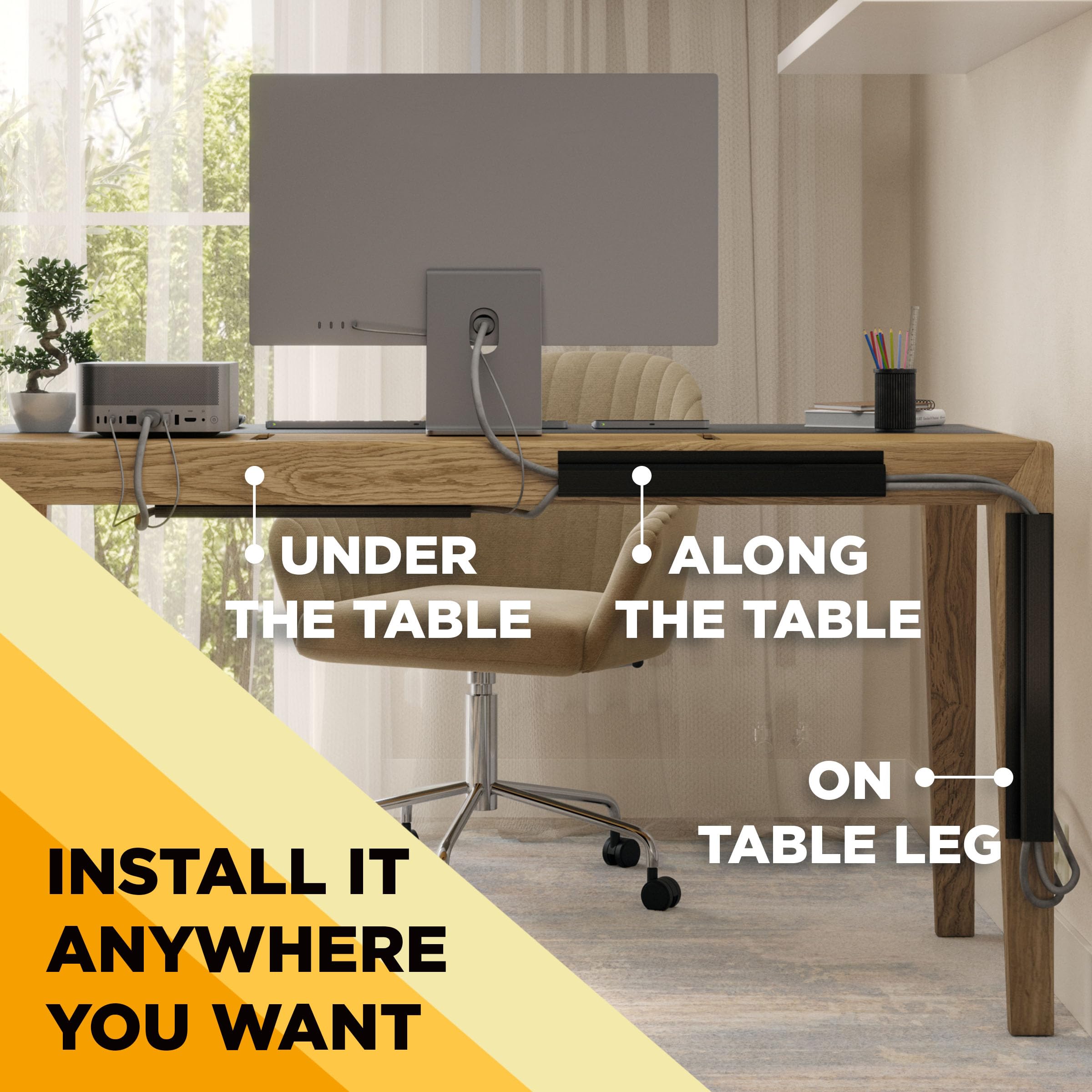 SimpleCord Kit di gestione della copertura cavi per scrivanie, uffici e cucine Confezione da 5 Nero
