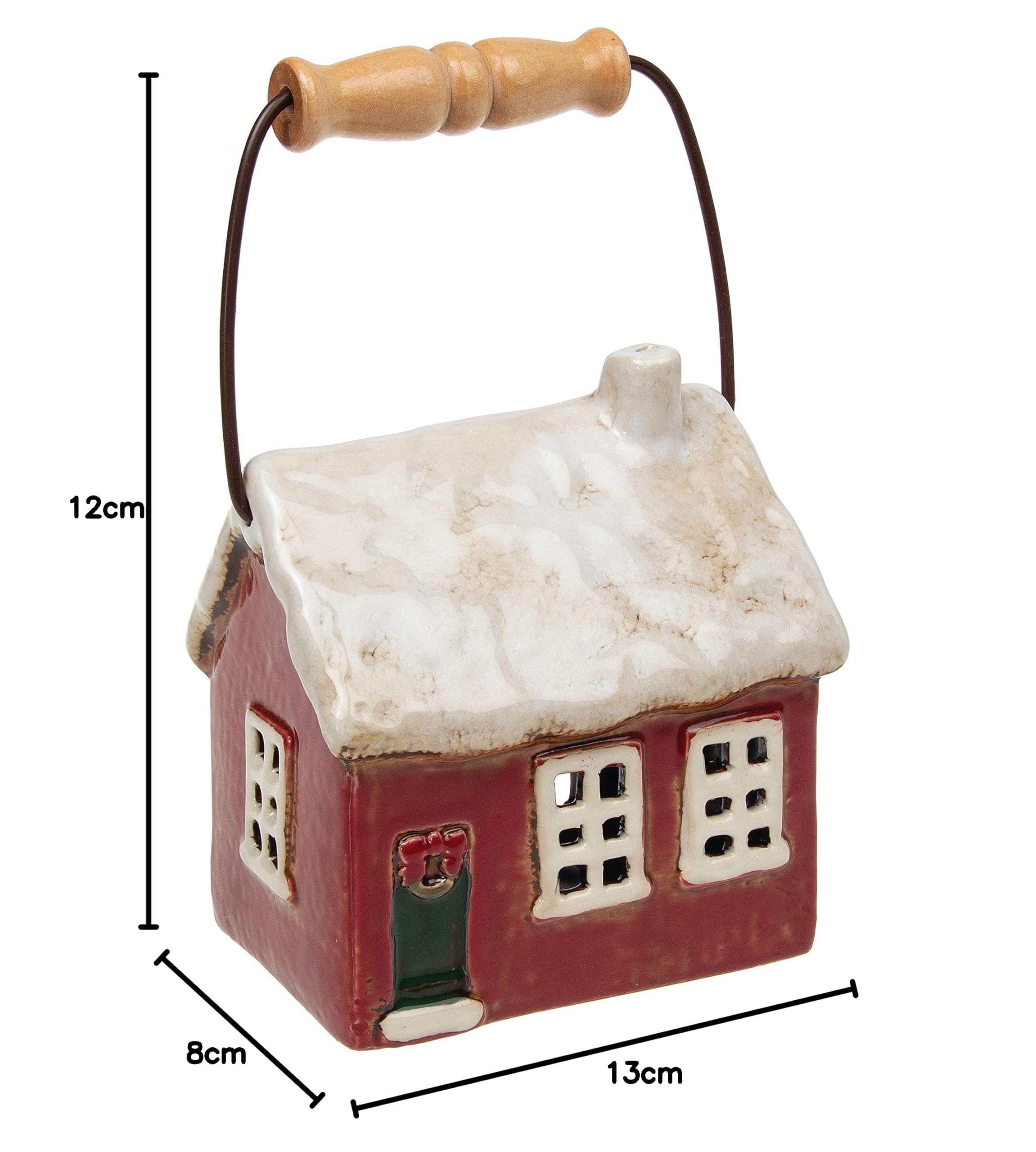 Porte-théière Traditionnel Collection Village Lanterne Noël Cornouailles - Poterie Décorative 12x18x9cm Décoration Poterie Festive