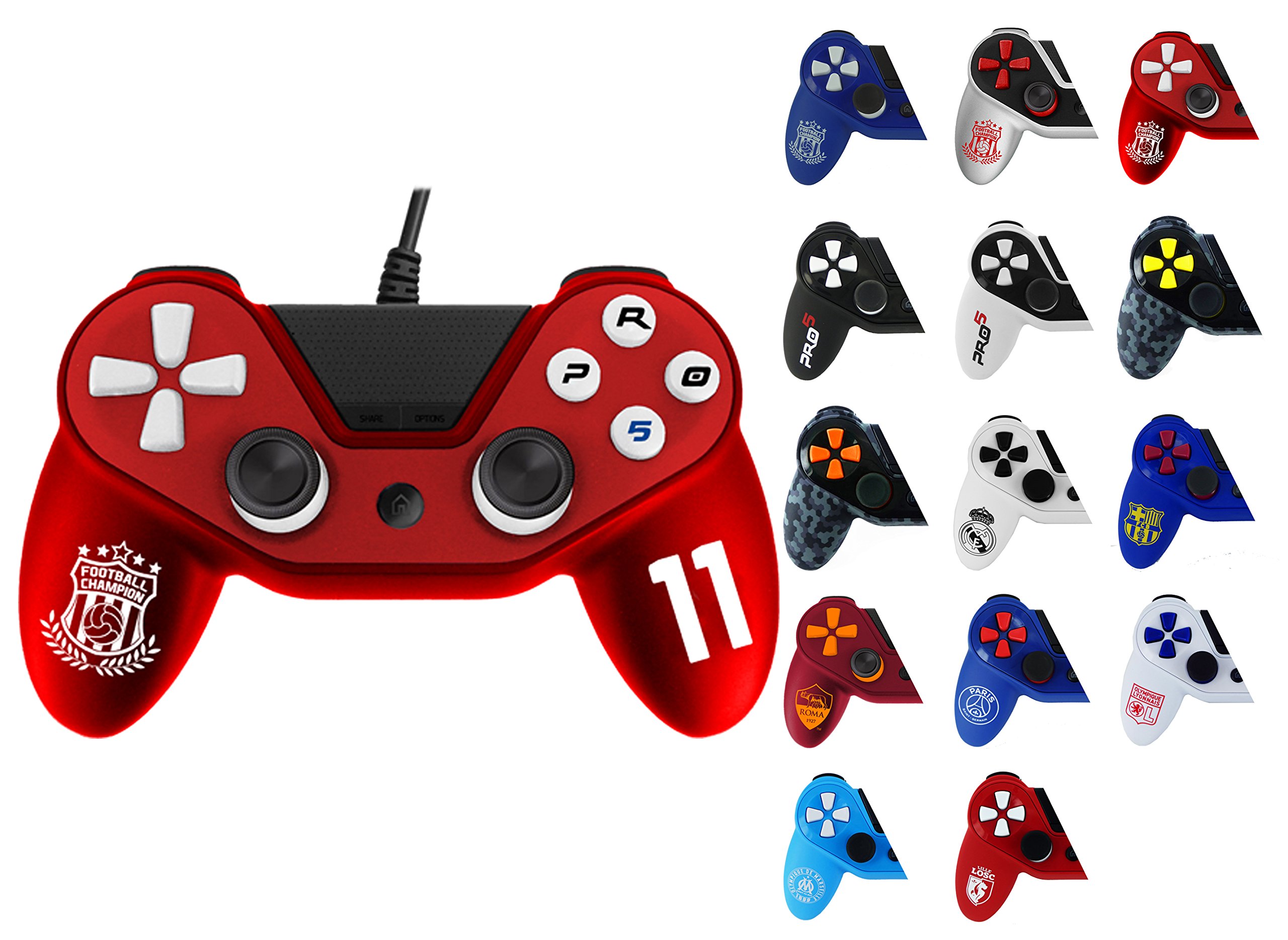 Manette pour PS4 Pro 5 - Controller pour PlayStation 4 Pro 5 Sport - Joueurs de Football 2016 - Rouge