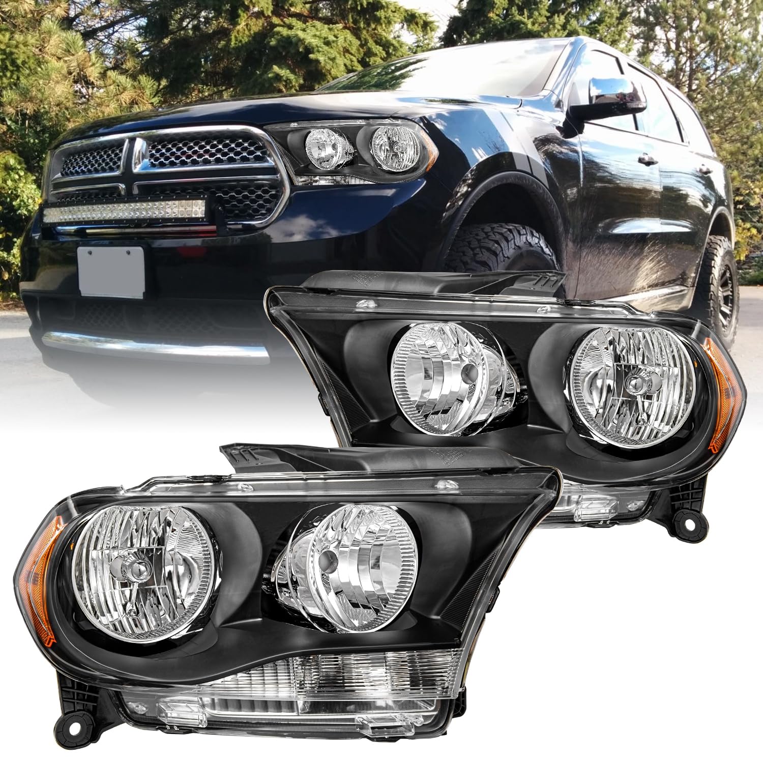 JSBOYAT Halogen Headlight Assembly for 2011-2013 Dodge Durango