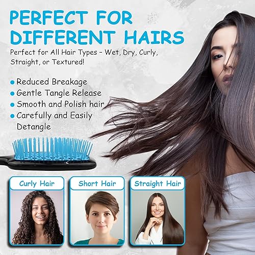 Miniatura 6 de A'riz Cepillo desenredante y peine  Sin dolor, cepillo sin enredos para cabello rizado, liso, húmedo o seco  Deslizamiento suave para mujeres,