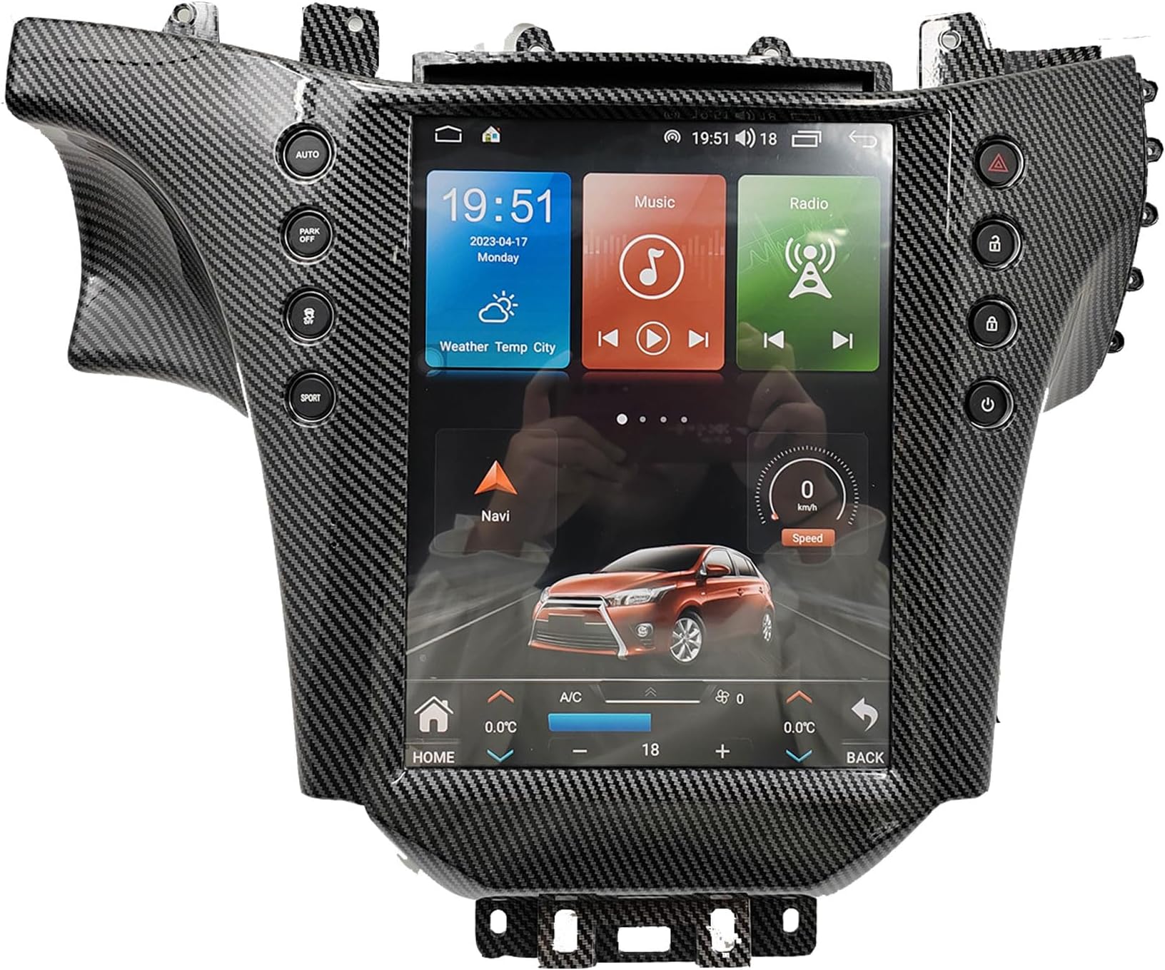 12.1" Car Radio for Maserati GT GranTurismo 2007-2017 Stereo Upgrade Tesla Style Multimedia Player Car GPS Navigation Head Unit-Carbon Fiber