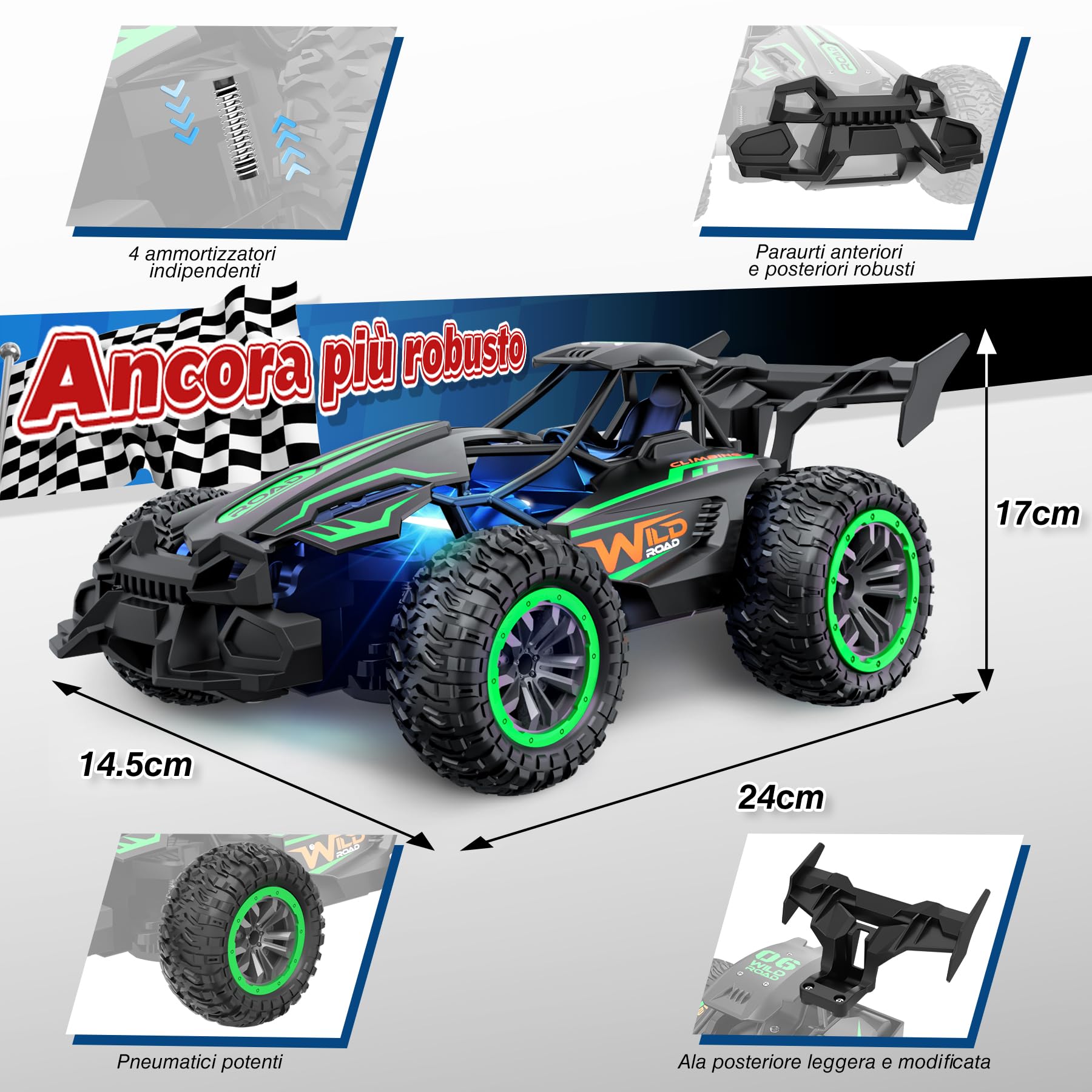 Perbabe Macchina Telecomandata per Bambini, Alta Velocità 20KM/h Auto RC 2.4Ghz Macchina Radiocomandata con Batteria Ricaricabile Macchine Telecomandate Giocattolo Bimbi Regalo Natale Compleanno