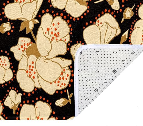 Miniatura 4 de Tapete con patrón de flores negras tapete antideslizante para interiores y exteriores tapete divertido regalo de inauguración de la casa decoración