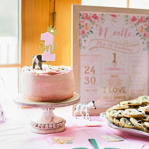 Miniatura 4 de Una decoración para tartas para bebés, rosa y dorado para el primer cumpleaños, accesorios para el primer cumpleaños