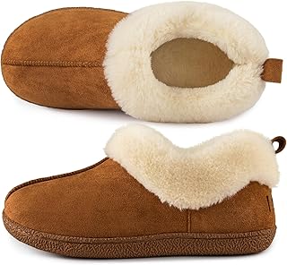 Women's Closed-back Slippers Faux Wool Warm Non-slip Outdoor Indoor House Shoes with Fuzzy Collar