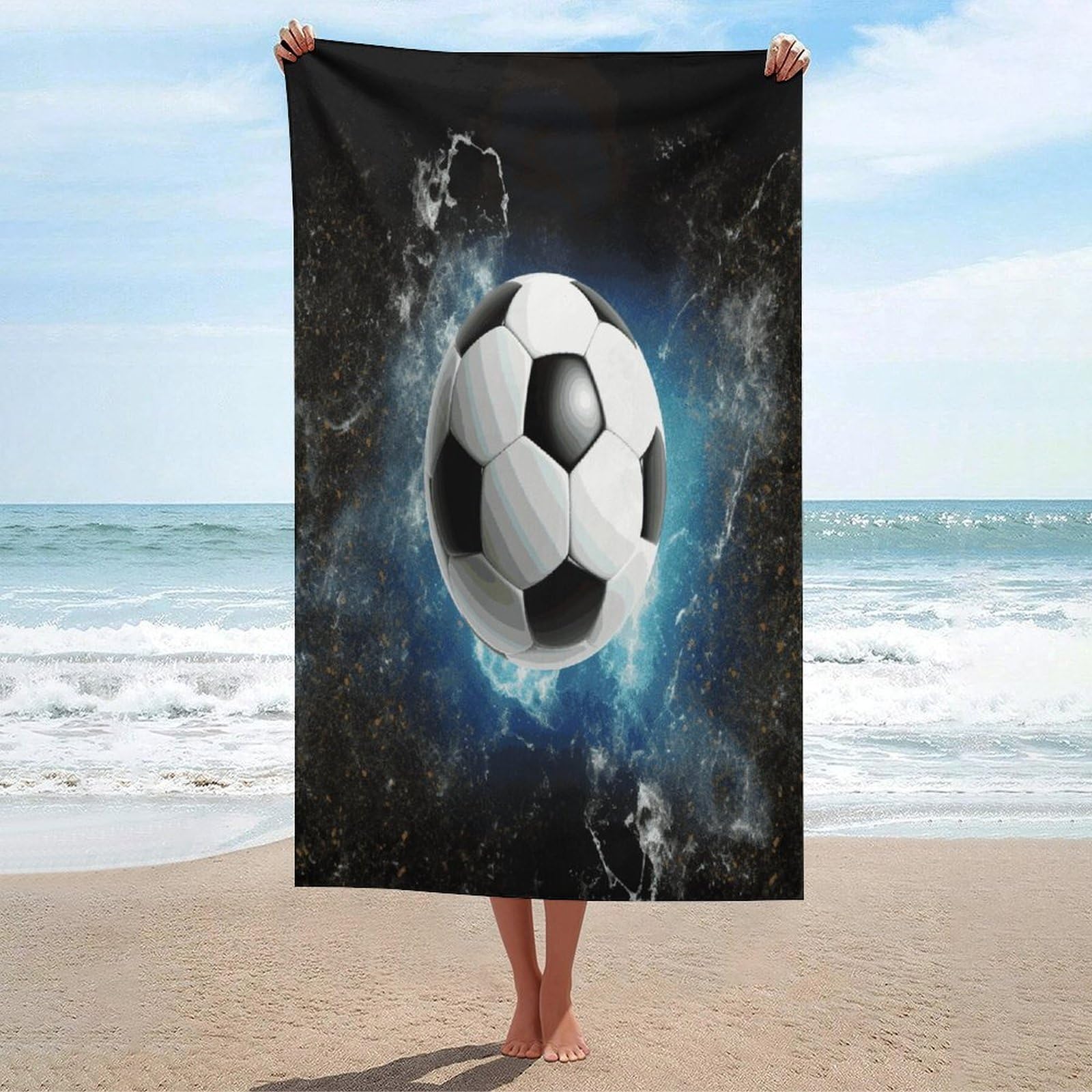 Adfgyerh Unisex Style Soccer Sport Bath Towels Beach Towel Lightweight Quick Dry, Bath Towel For Travel Sports Pool Swimming Bath Camping Yoga Adults130x80cm