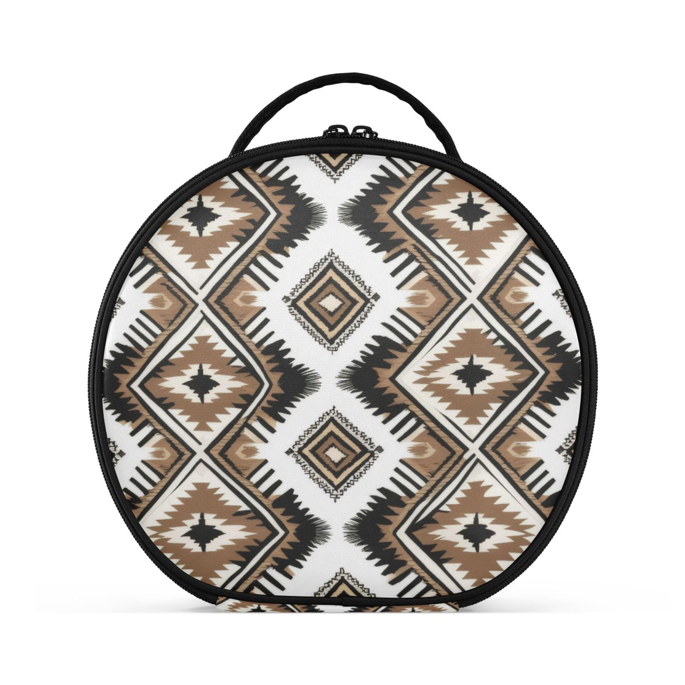 Takiito Tribal Pattern Travel Makeup Case Portable Makeup Box Artist Cosmetic Case Organizer With Adjustable Dividers
