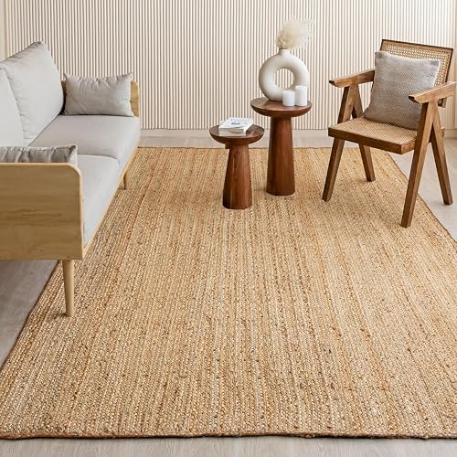 HOMEMONDE Handwoven Braided Jute Area Rug 9' x 12'