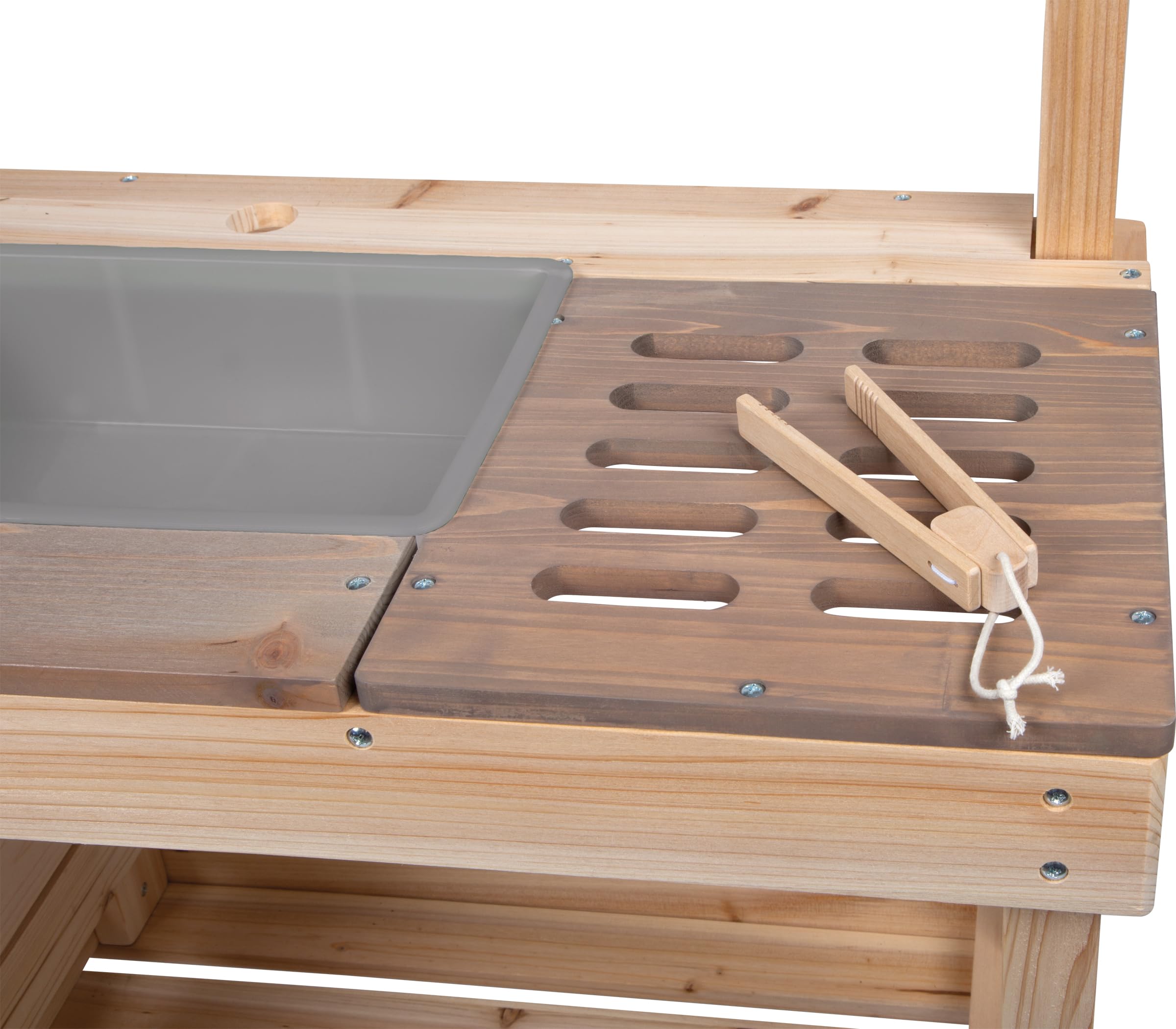 small foot Cucina da esterno e negozietto in legno, cucina/negozio Outdoor, utilizzabile su entrambi i lati, con rubinetto e numerosi accessori, 12790