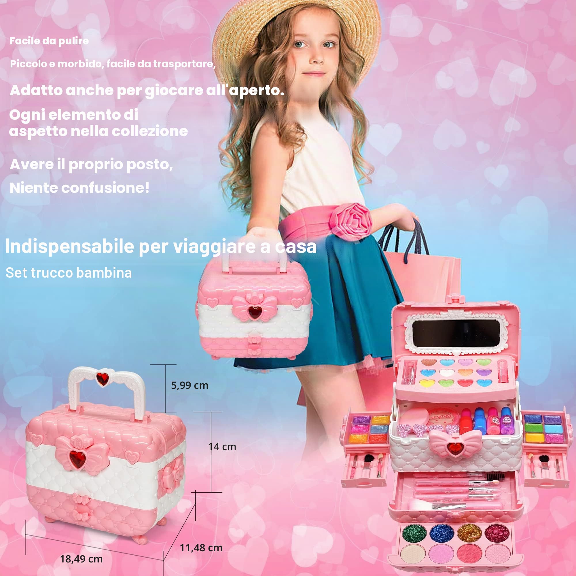 Trucchi ambina Set Da Bambine Da 57 Pezzi, Per Halloween, Natale, compleanno, valigetta Di Trucchi Per, Per Bambine Dai 4 Ai 12 Anni