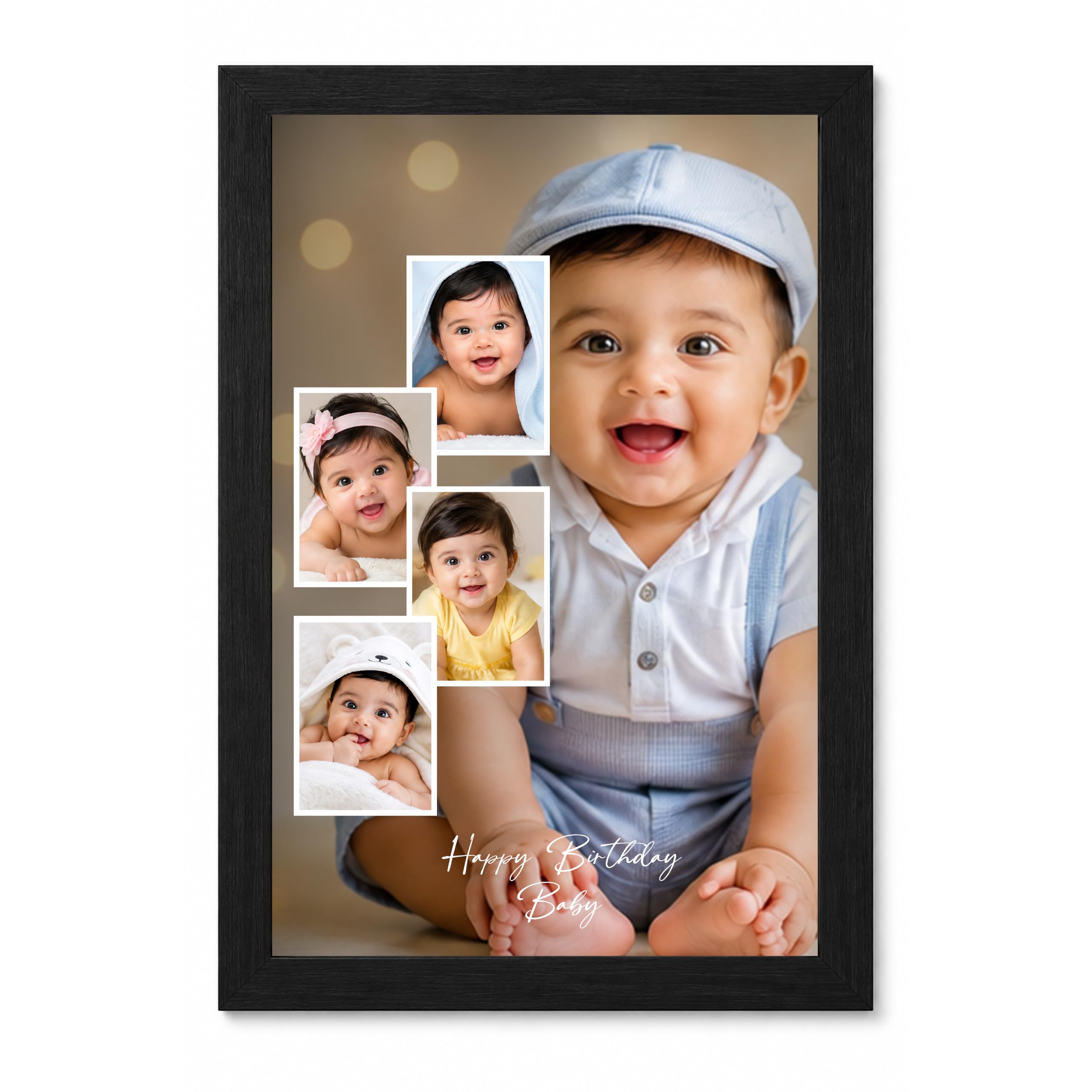 Custom Birthday Photo Frame with Name & Date | Personalized Heart Collage Picture Frame | Baby Birthday Gift | Premium MDF Wall Decor | Customized Photo Frame (Design - 6)-image-27