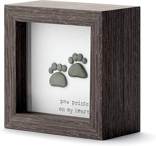 Miniatura 2 de DEMDACO Sharon Nowlan Paw Prints Heart Dark Woodgrain 4 x 4 Wood and Glass Shadow Box
