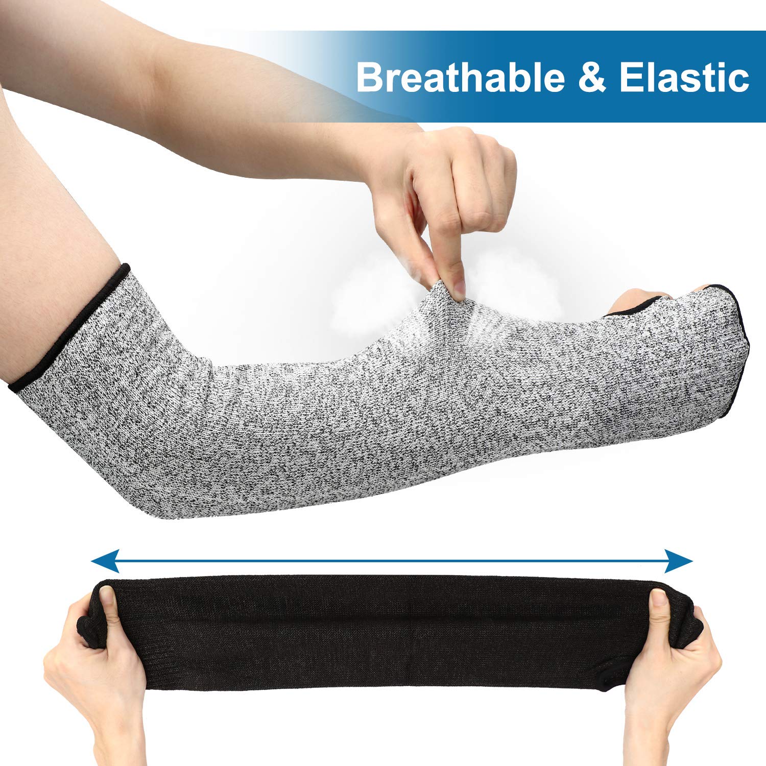 Arm Protection Sleeves 18 Inch Level 5 Cut 2 Pairs Heat Resistant