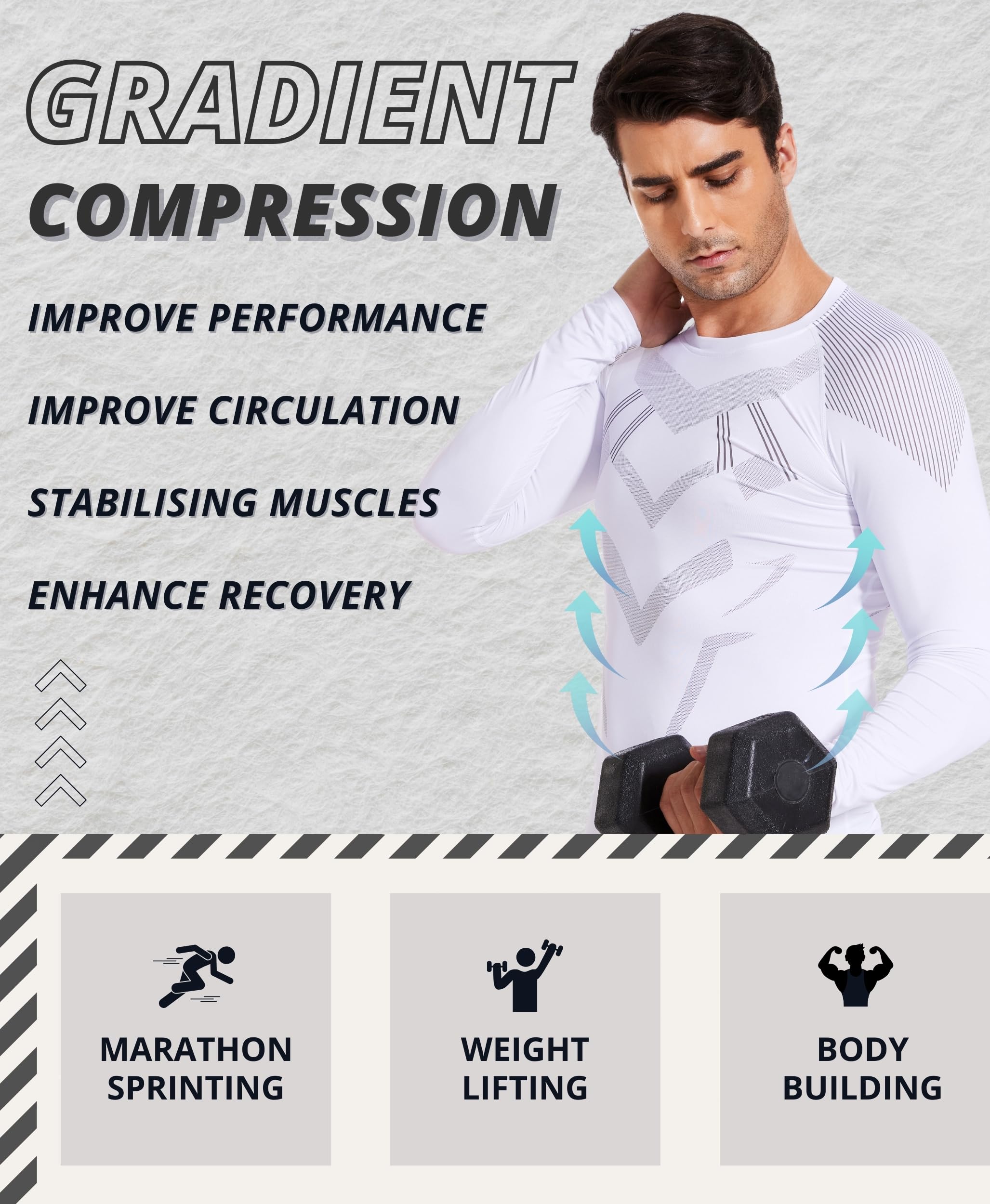 AMZSPORT Maglia Compressione Uomo Maglia Termica Manica Lunga Maglietta Palestra Compression Shirt Ciclismo Running Sportiva