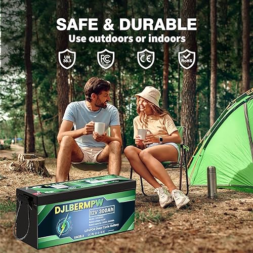 Miniatura 6 de Batería de litio LiFePO4 de 12 V 300 Ah 3840 W BMS integrado, hasta 15000 ciclos y 10 años de vida útil, batería de ciclo profundo para RV, marina,