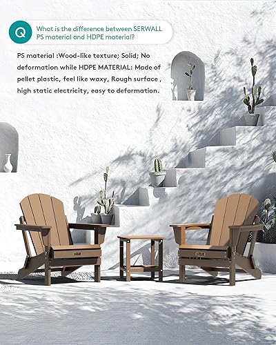 Miniatura 6 de SERWALL Adirondack - Juego de 2 sillas plegables, sillas para exteriores, sillas pintadas resistentes a la intemperie, para patio, terraza, jardín u
