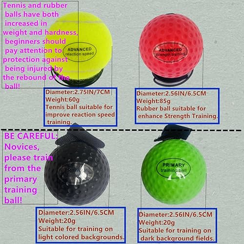 Miniatura 4 de Juego de diadema de bolas reflectantes de boxeo para entrenamiento de reacción de boxeo de artes marciales mixtas, 4 niveles diferentes, 2 diademas