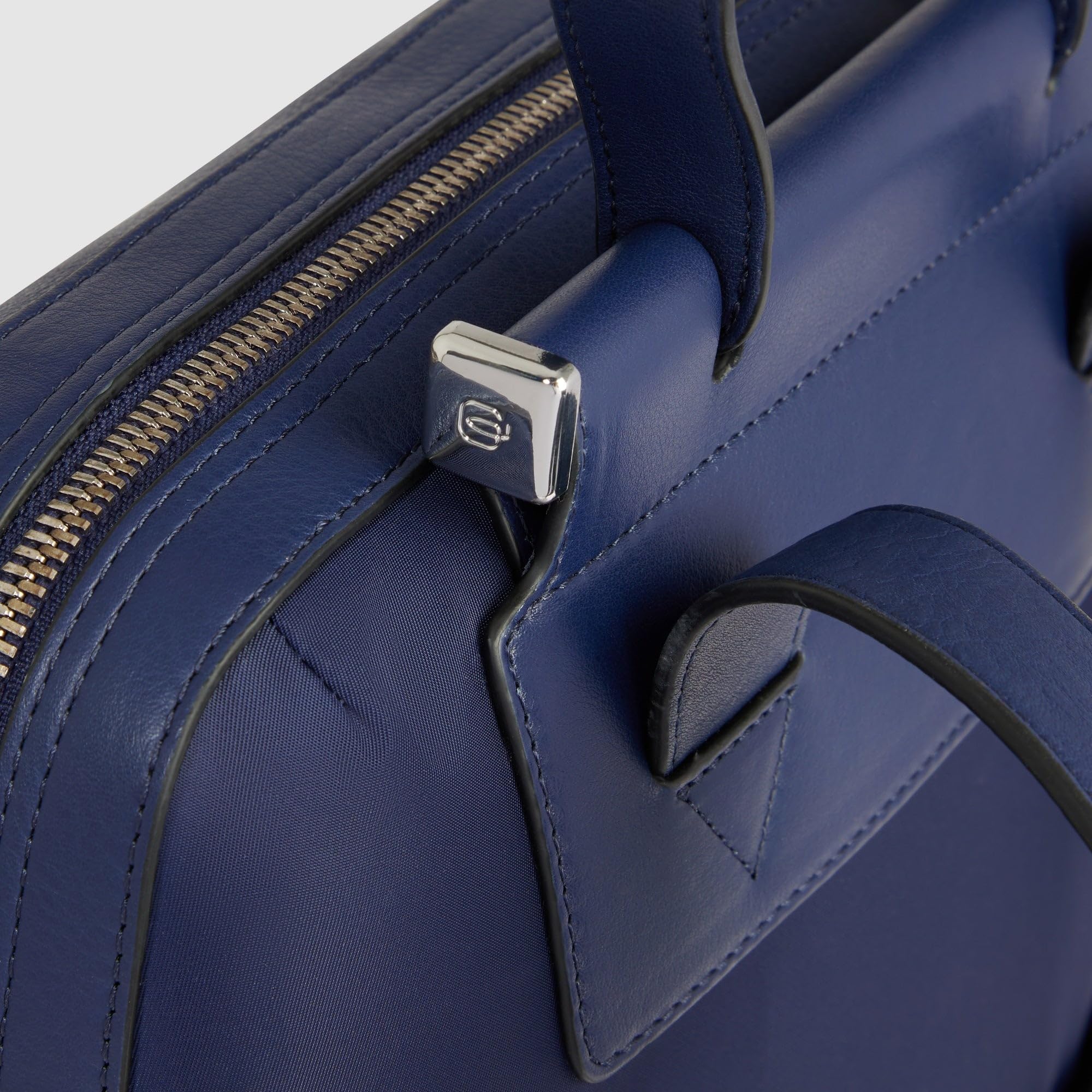 Piquadro Damen Laptop-Rucksack 14" Frau Leder und Stoff blau