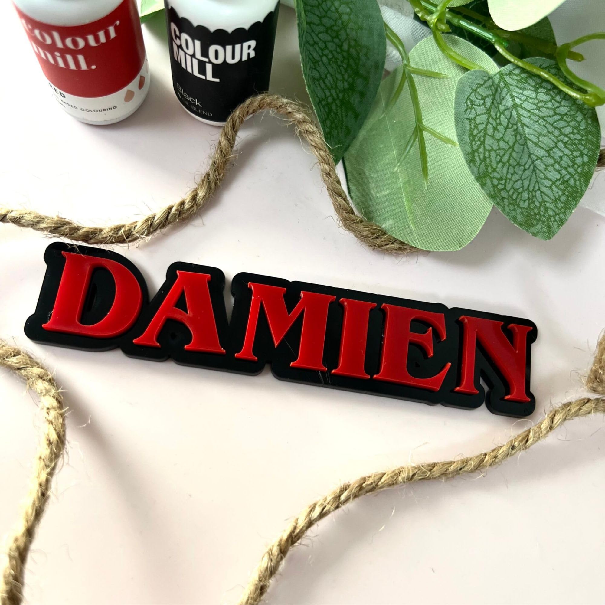 Personalised Black and Red Cake Topper, Perfect for Stranger Cakes