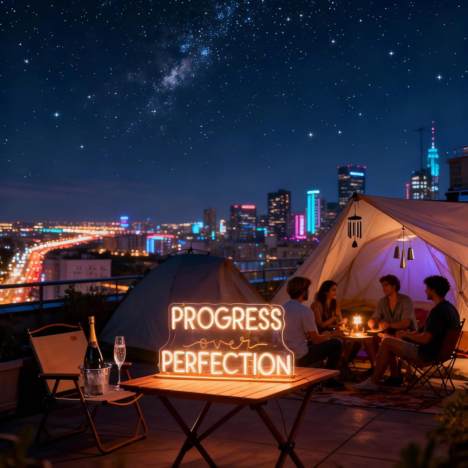 Progress Over Perfection Wall Hanging Neon Sign,Classroom Wall Decor Sign, Led Inspirational Office Decor Light, Teacher Gift, Decorative Neon Lights for Kids Room, Playroom Wall Decor (warm white) - Image 3