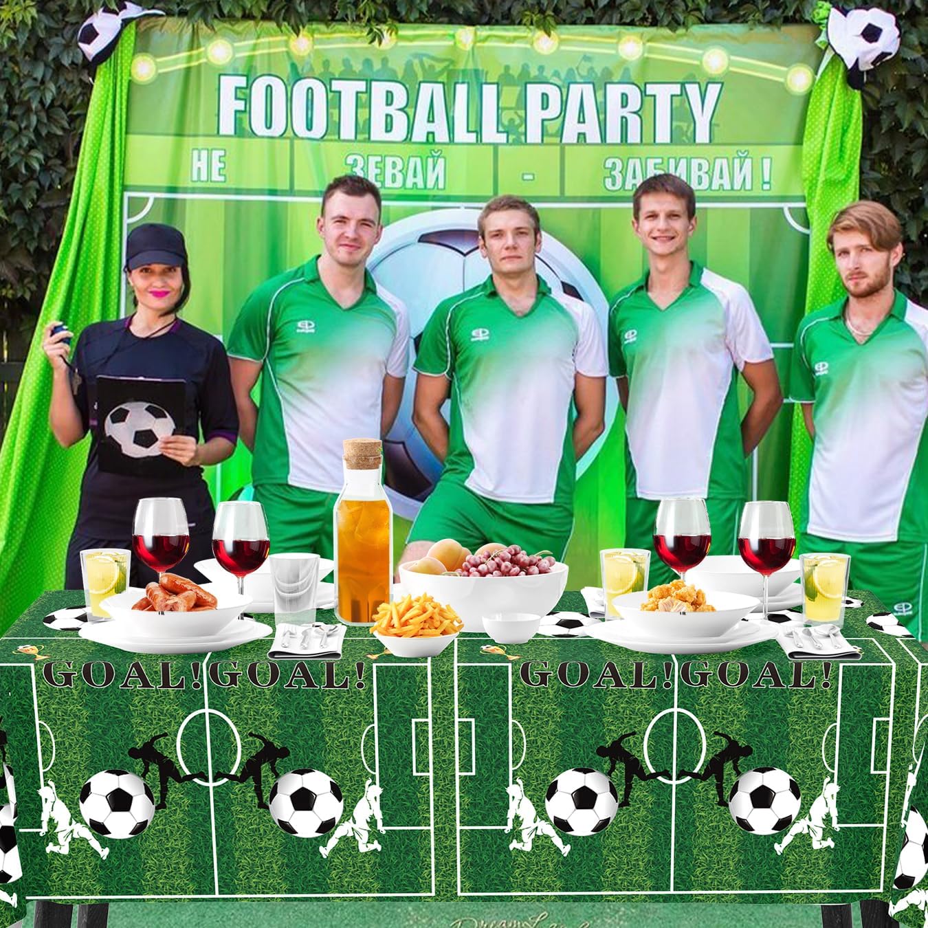 3Pcs Soccer Party Tablecloth, Soccer Themed Birthday Plastic Table Cover Disposable for Soccer Party Decorations, 108 * 54 Inch