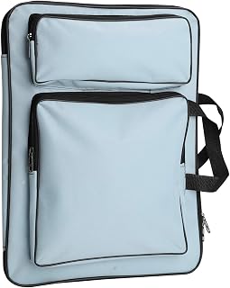 Water-Resistant Art Portfolio Bag Artboard Carrying Case Paint Drawing Sketch Pad Handheld Backpack Sketching Painting Pigment Storage Bag (Light Blue)