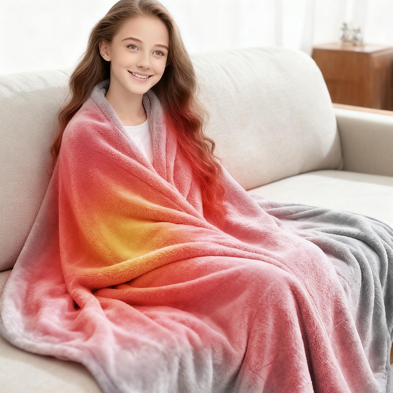EagerMinds - Coperta riscaldante senza fili da 140 * 80 cm, coperta riscaldante USB, coperta termica con batteria, coperta termica con batteria, 3 livelli di riscaldamento 35°C/45°C/55°C, per auto